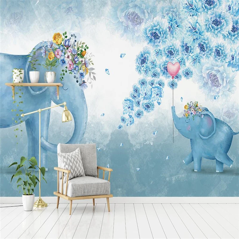 beibehang po meri Nordijska slon cvet ozadje otroška spalnica ozadja za dnevna soba dekoracijo TV ozadju zidana